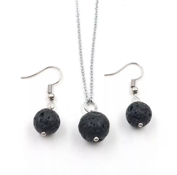 Lava Stone Earring and Necklace