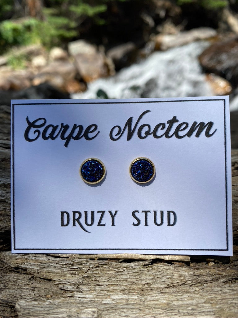 Druzy Earrings, Druzy Stud Earrings, Peacock Druzy, Rainbow Studs, Druzy  Quartz Jewelry, Rose Gold Earrings, Gold Earrings, Silver Earrings 